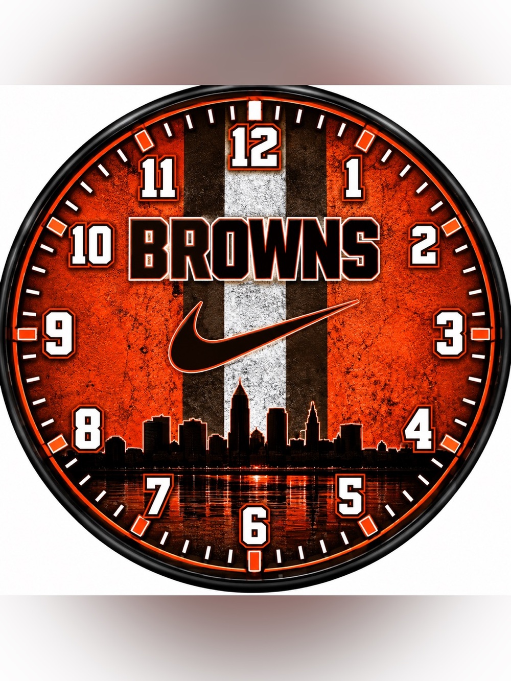 Nike Browns Orange and Black Wall Clock